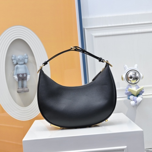 Fendi Fendipraphy Crescent Hobo Bag, Black Leather, Gold Hardware, 29 cm 1 Fendi Fendipraphy Crescent Hobo Bag, Black Leather, Gold Hardware, 29 cm