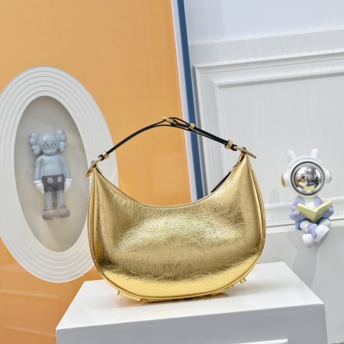 Fendi Fendipraphy Crescent Hobo Bag Metallic Gold Leather Shoulder Bag 1 Fendi Fendipraphy Crescent Hobo Bag Metallic Gold Leather Shoulder Bag