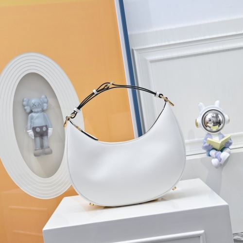 Fendi Fendipraphy White Leather Hobo Bag, 29cm - Stylish Crescent Design 1 Fendi Fendipraphy White Leather Hobo Bag, 29cm - Stylish Crescent Design