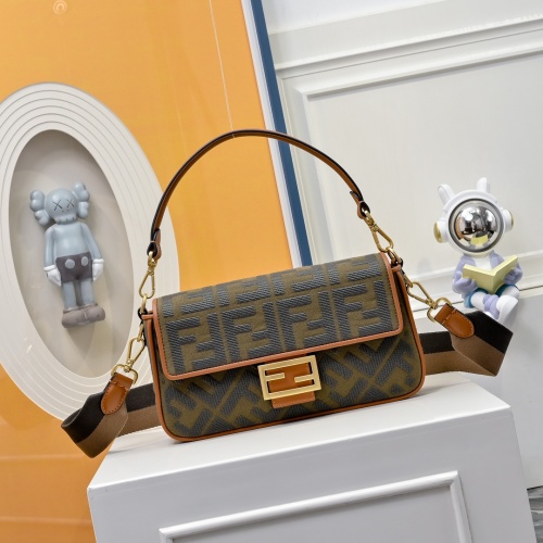 Fendi Baguette Bag with FF Embroidery & Detachable Shoulder Strap 1 Fendi Baguette Bag with FF Embroidery & Detachable Shoulder Strap