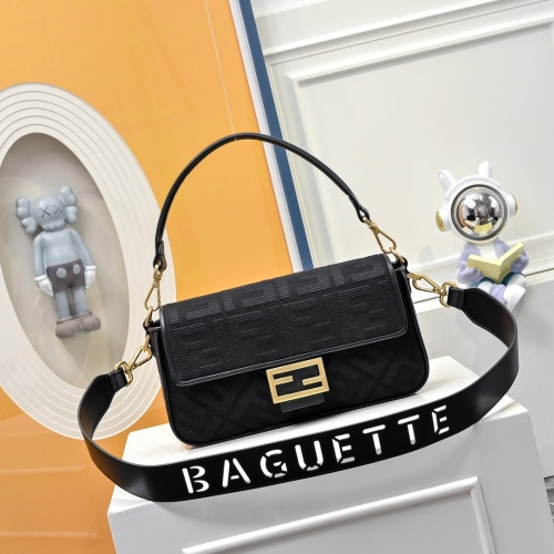 Fendi Baguette Bag in FF Embossed Canvas with Detachable Strap 1 Fendi Baguette Bag in FF Embossed Canvas with Detachable Strap