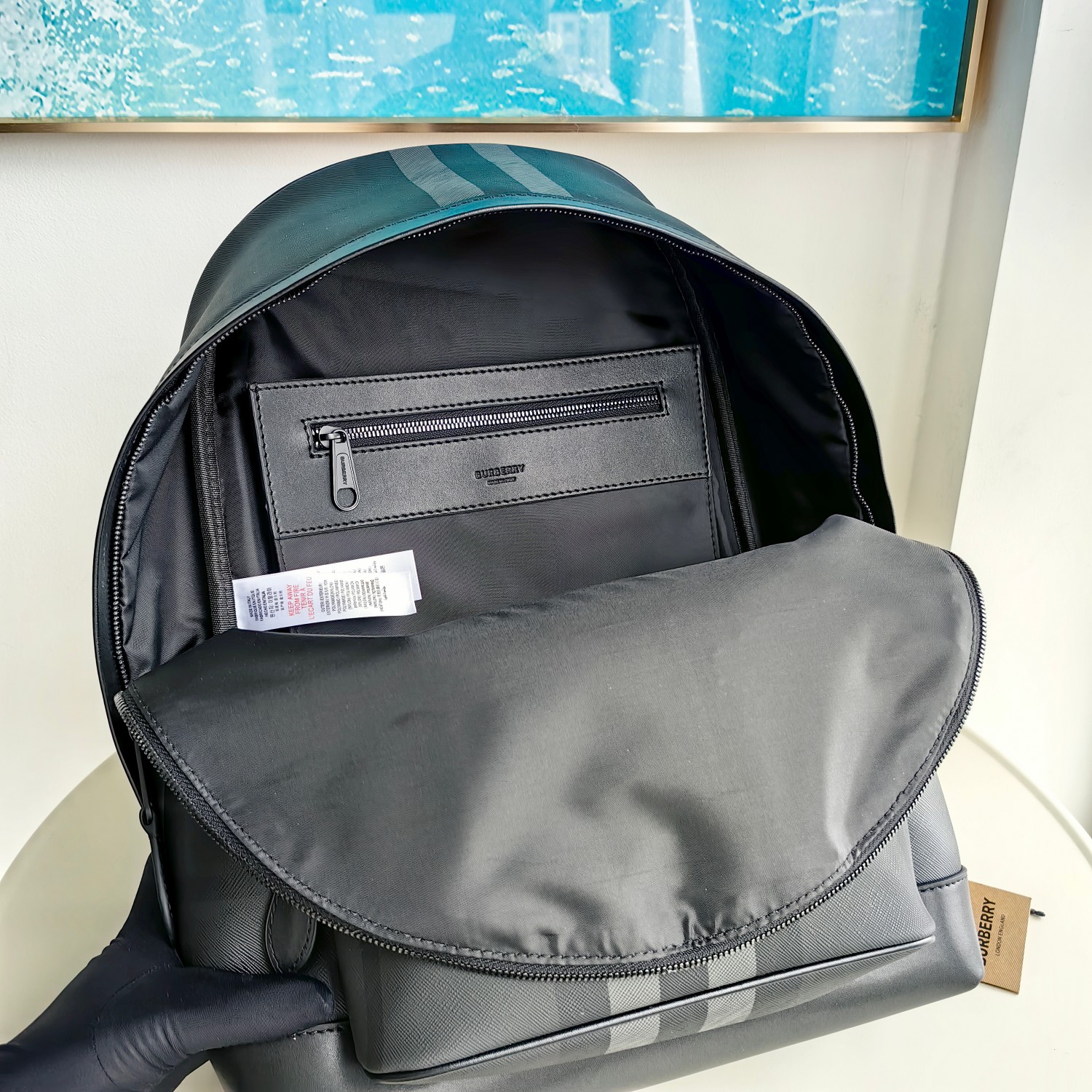 Burberry Classic Backpack Charcoal Gray Plaid Standard everyday