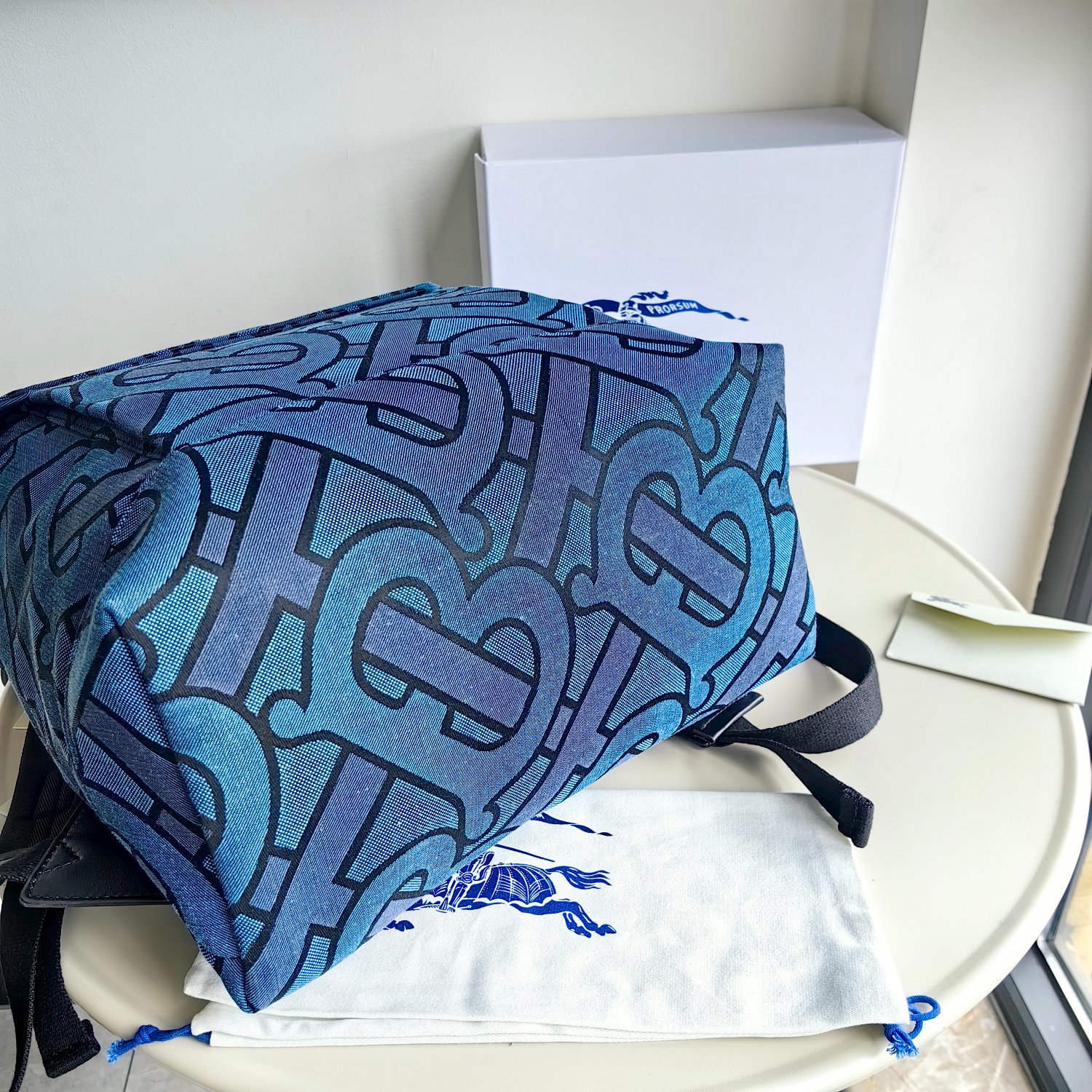 Burberry Monogram Motif Roll-Top Backpack Blue Monogram 36x19x58cm everyday