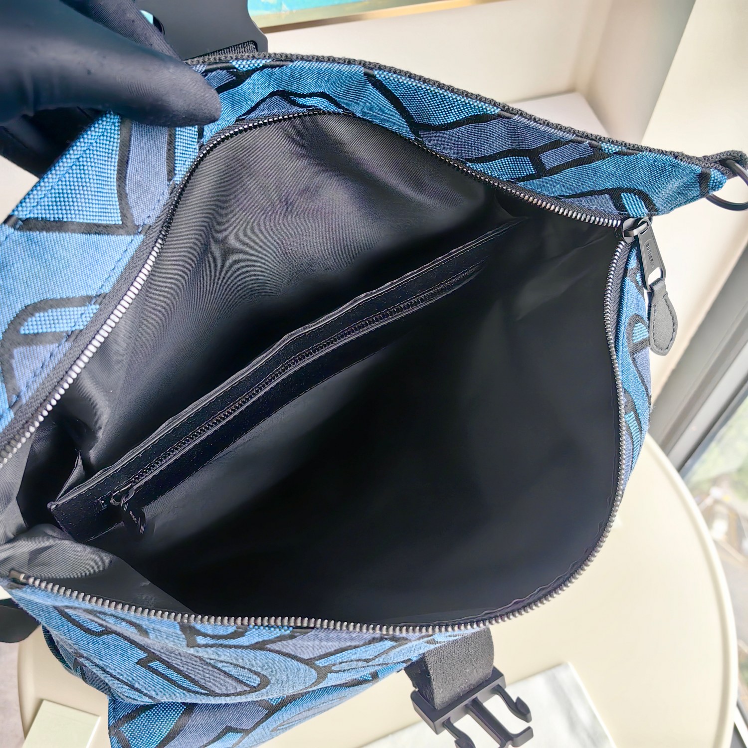 Burberry Monogram Motif Roll-Top Backpack Blue Monogram 36x19x58cm everyday