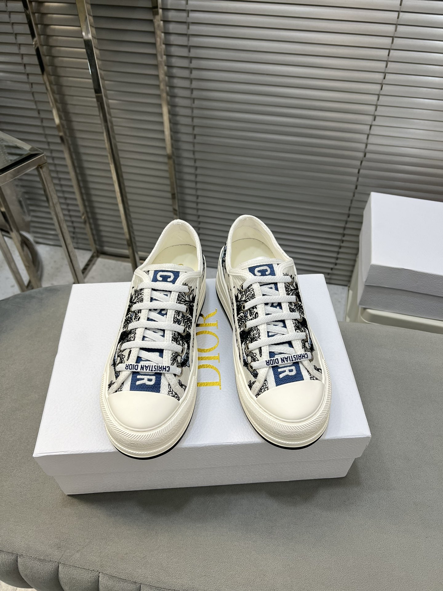 Dior Walk'n'Dior Embroidered Canvas Sneakers, Thick Sole, Comfortable 3 i1713338287 2619 3
