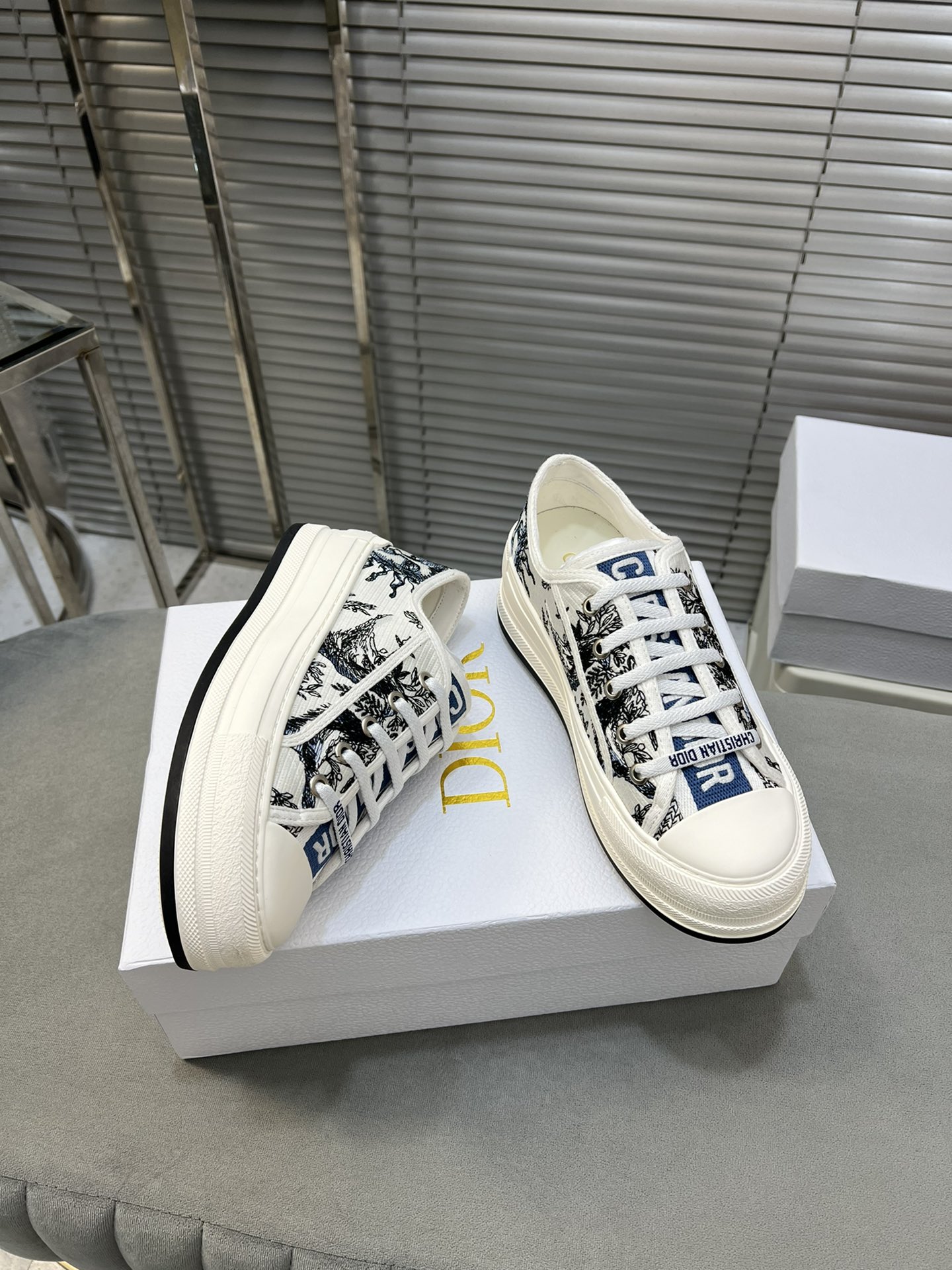 Dior Walk'n'Dior Embroidered Canvas Sneakers, Thick Sole, Comfortable 4 i1713338287 5718 5