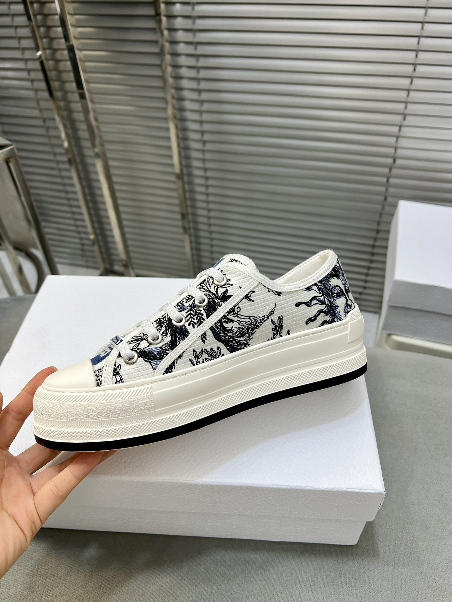 Dior Walk'n'Dior Embroidered Canvas Sneakers, Thick Sole, Comfortable 7 i1713338287 6037 1
