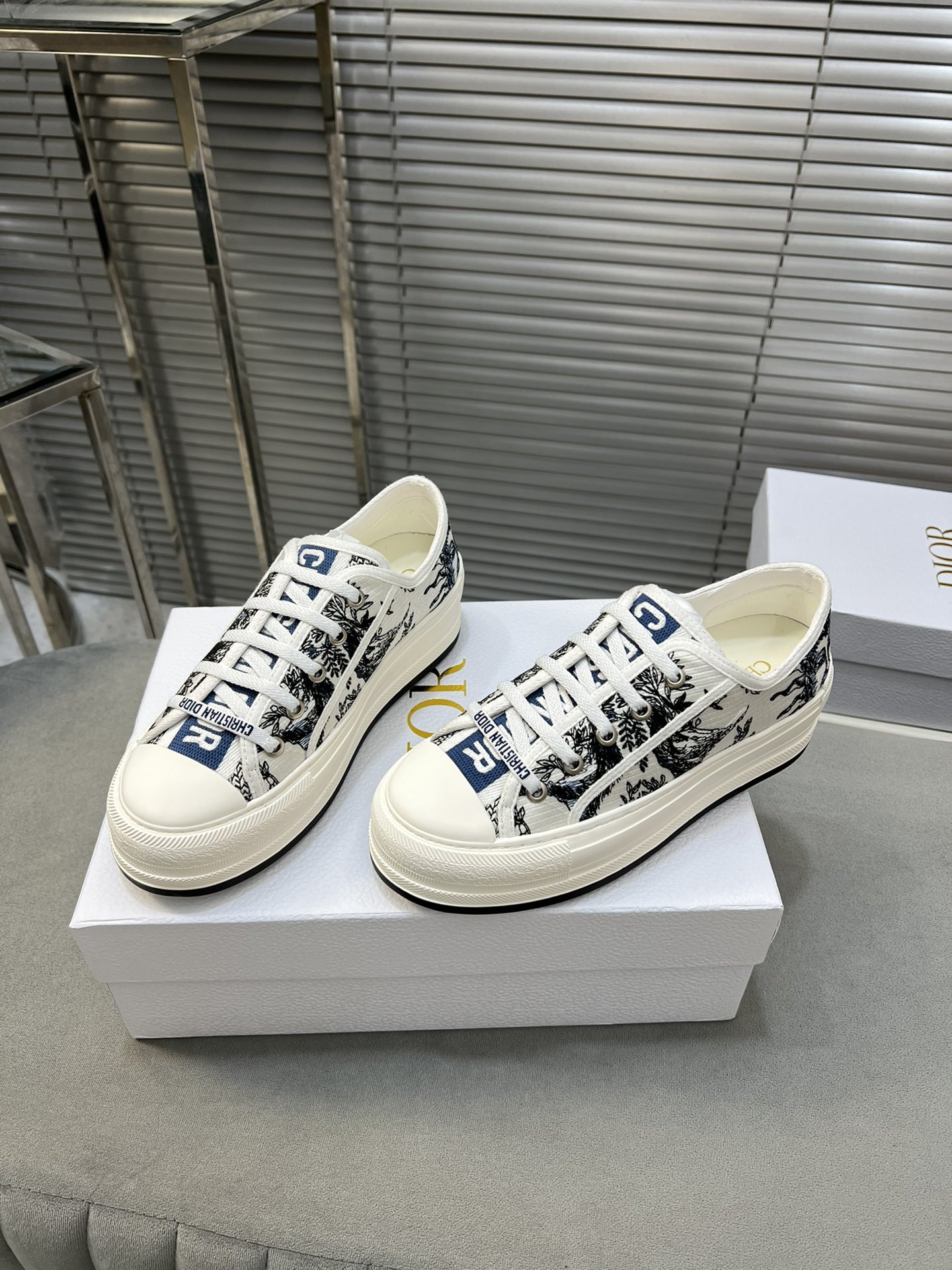 Dior Walk'n'Dior Embroidered Canvas Sneakers, Thick Sole, Comfortable 5 i1713338287 6323 2
