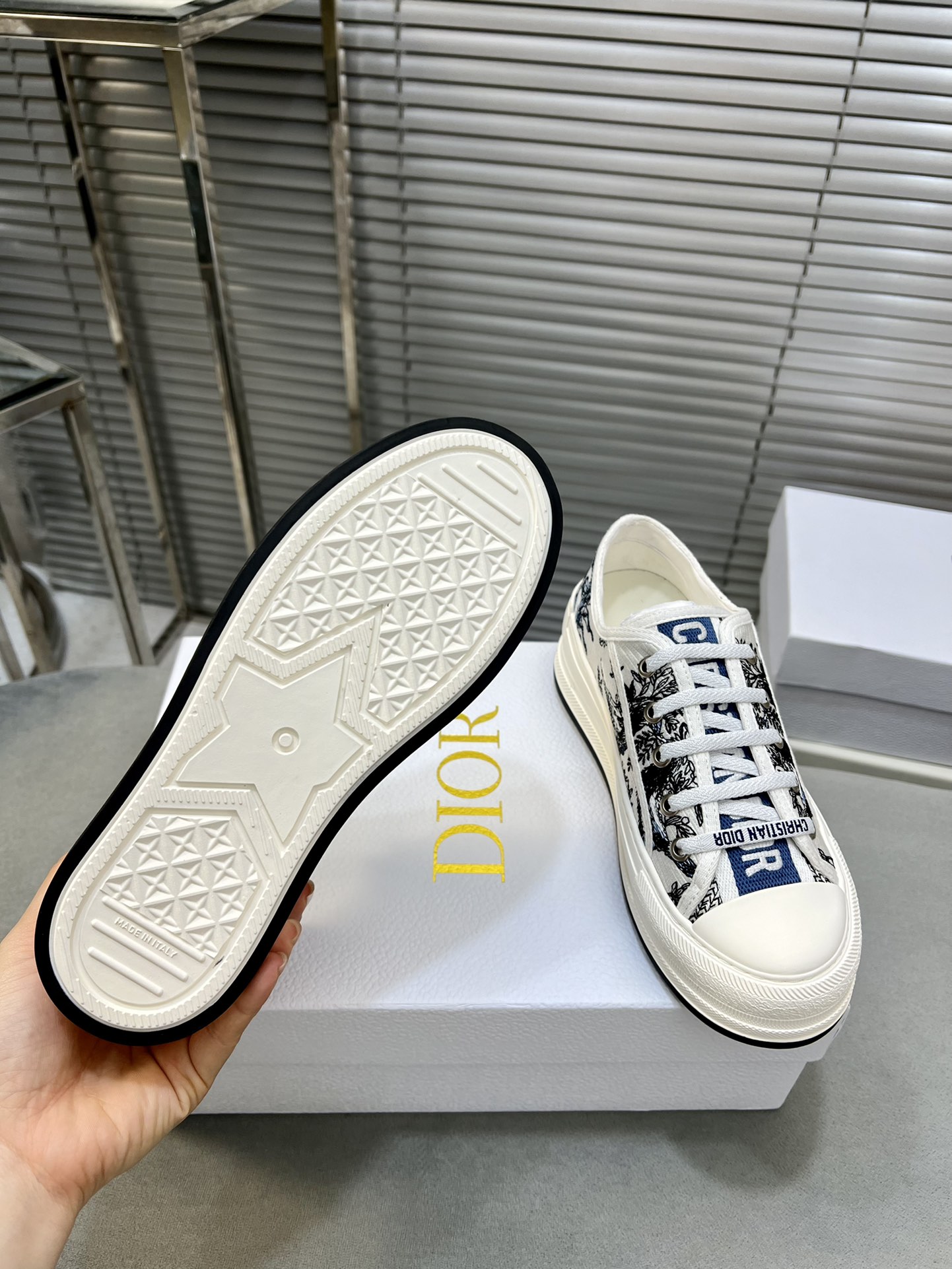 Dior Walk'n'Dior Embroidered Canvas Sneakers, Thick Sole, Comfortable 10 i1713338287 7186 6