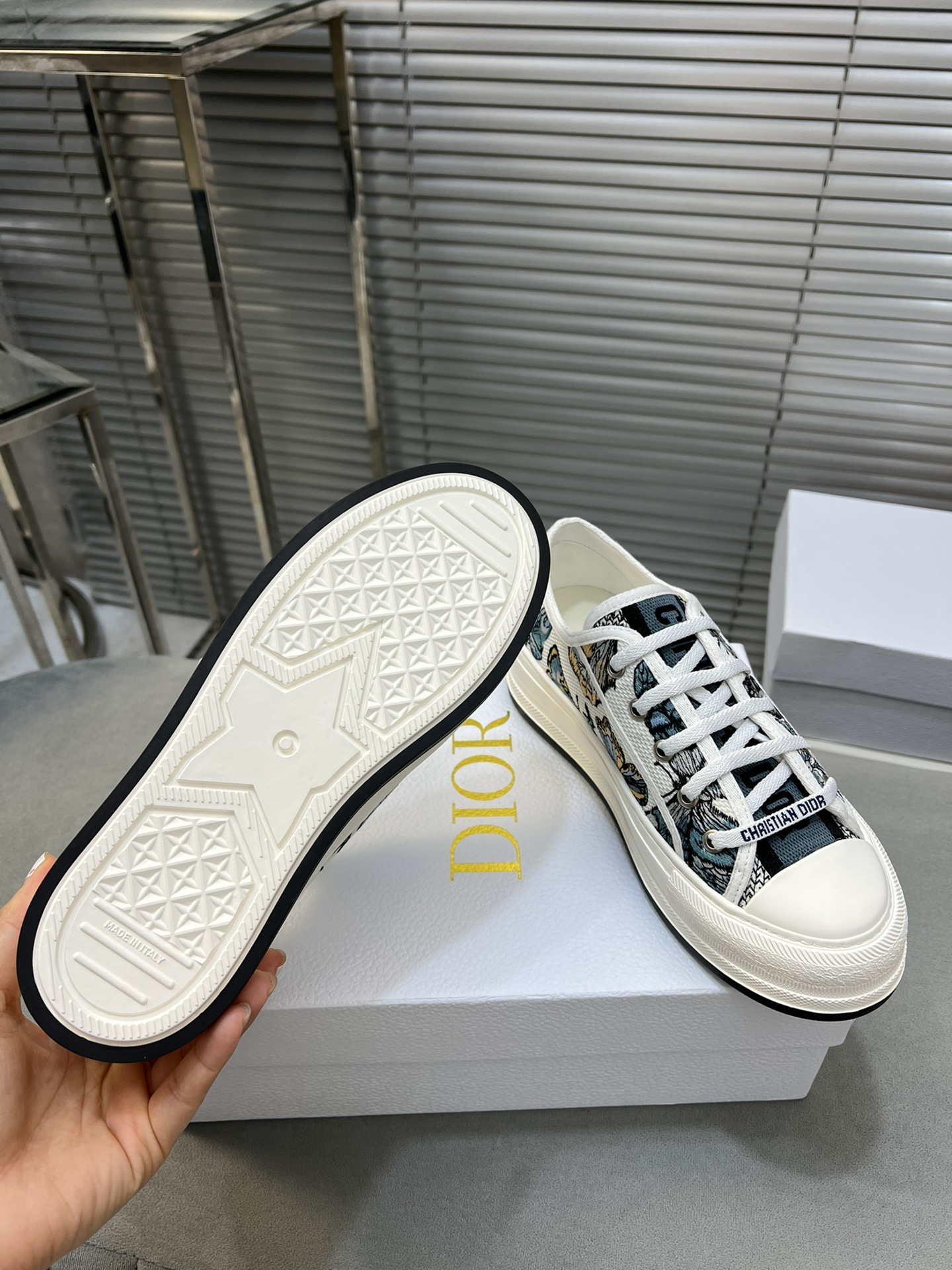 Dior Walk'n'Dior Butterfly Embroidered Thick Sole Canvas Sneakers 10 i1713339034 3918 0