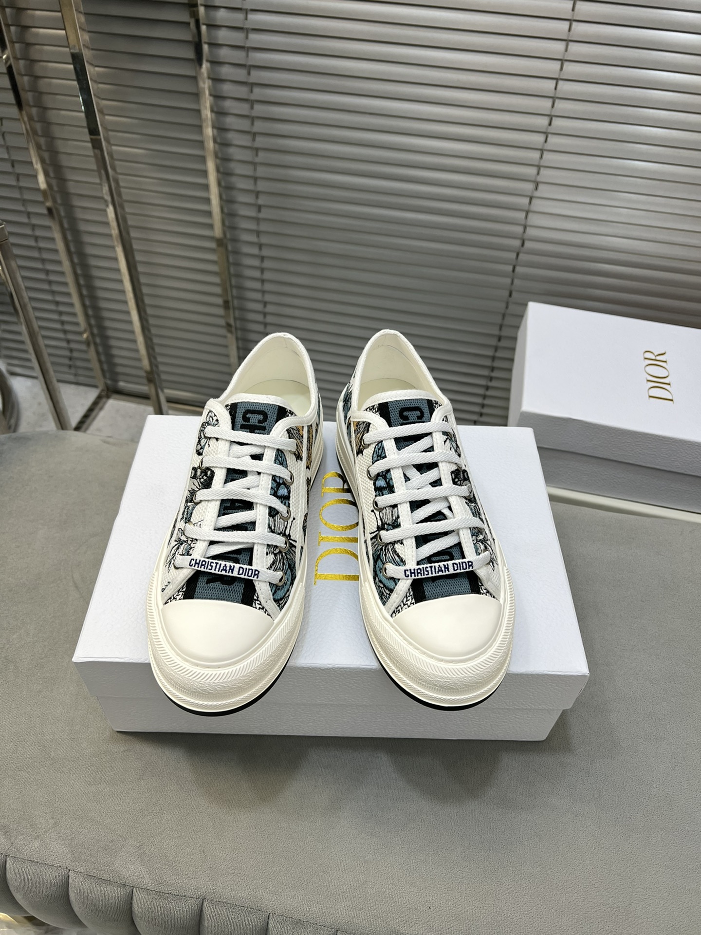 Dior Walk'n'Dior Butterfly Embroidered Thick Sole Canvas Sneakers 3 i1713339034 428 0
