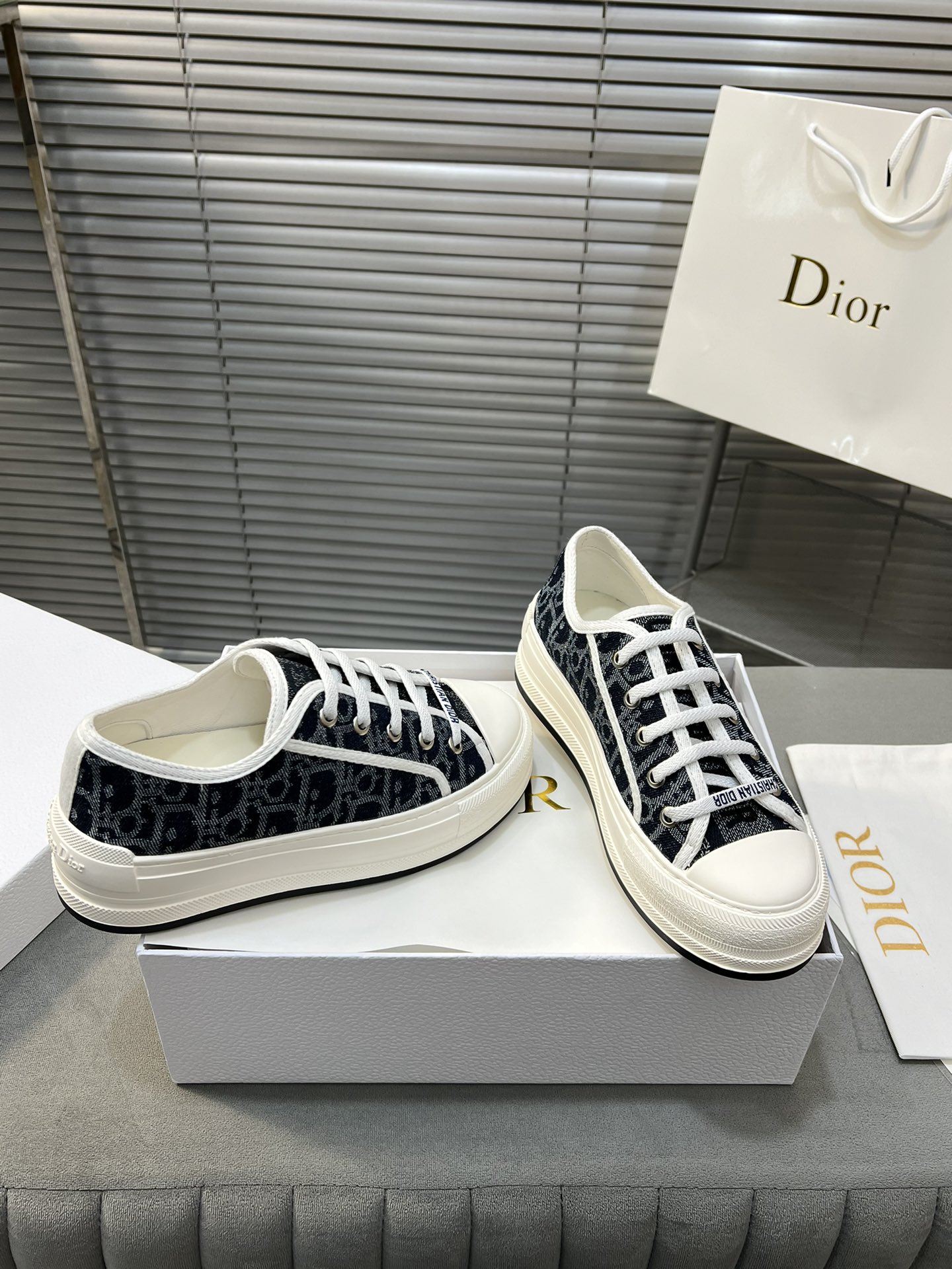 Dior Walk'n'Dior Heavy Embroidered Canvas Sneakers Thick Sole Fashion Shoes 7 i1716655850 4319 4