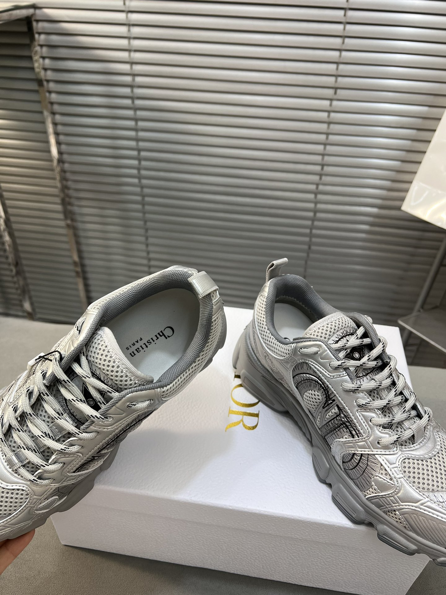 Dior Diorr Chrono Sneakers Trendy Athletic Shoes, Silver 7 i1720190002 4023 4