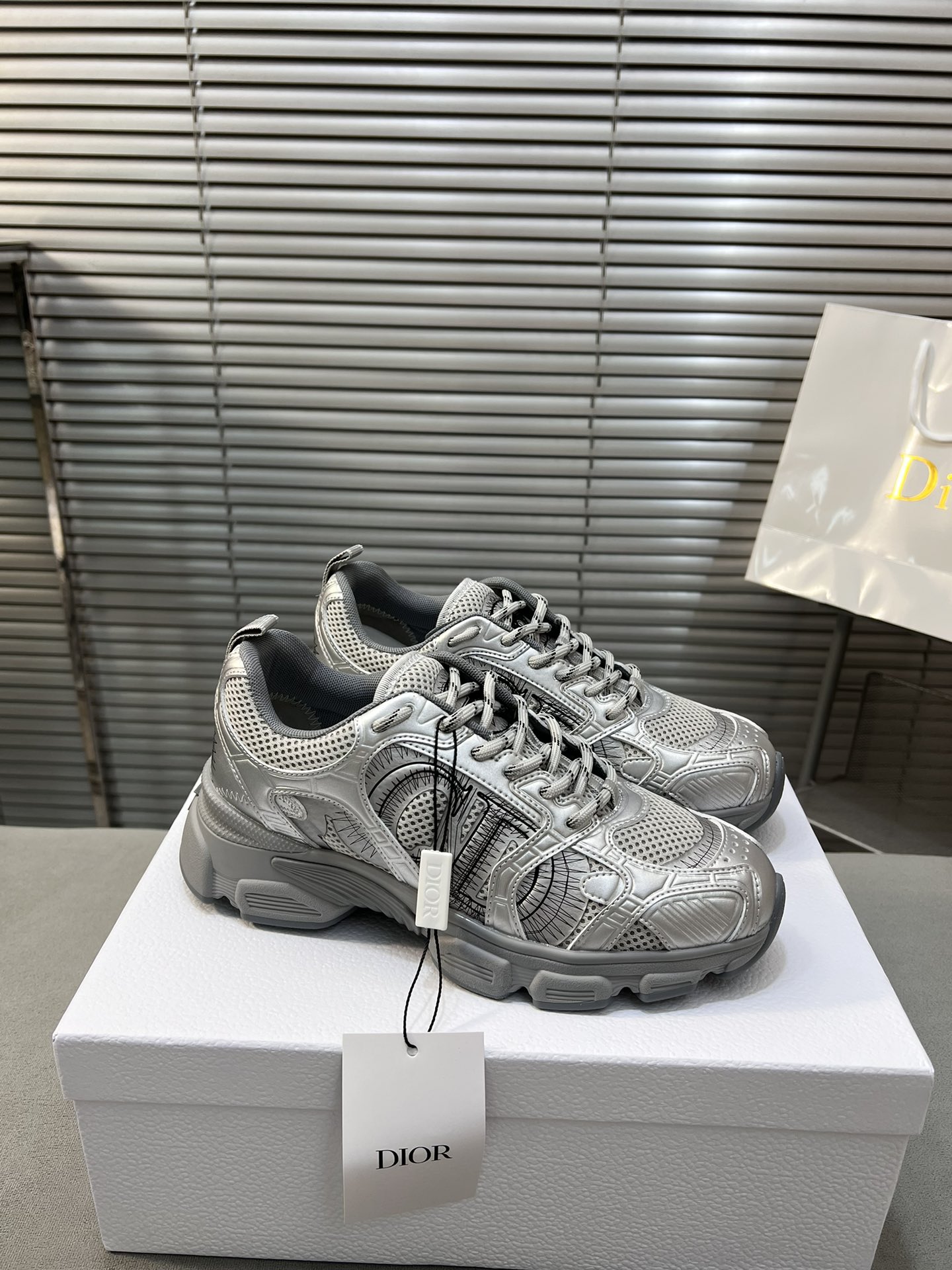 Dior Diorr Chrono Sneakers Trendy Athletic Shoes, Silver 1 Dior Diorr Chrono Sneakers Trendy Athletic Shoes, Silver