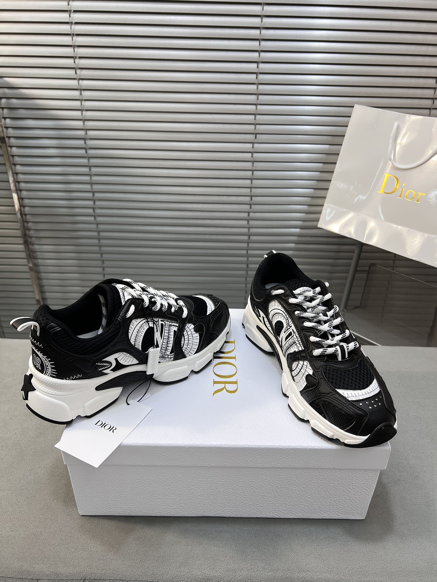 Dior Chrono Black & White Sneakers, Designer Casual Shoes, Sporty Chic 7 i1720190745 8896 0