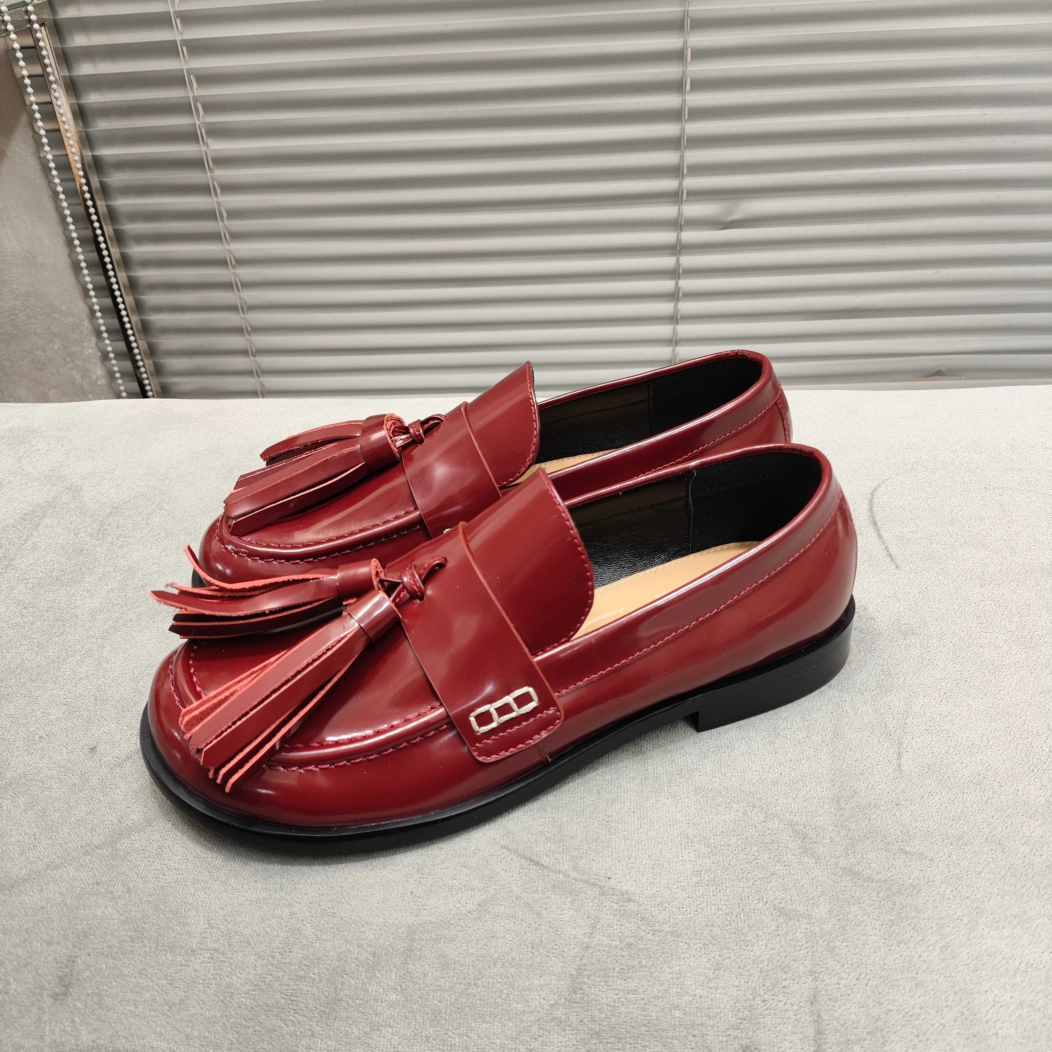 JW Anderson Women's Burgundy Leather Tassel Loafers Slip-On Shoes 5 a1742370488888 5210