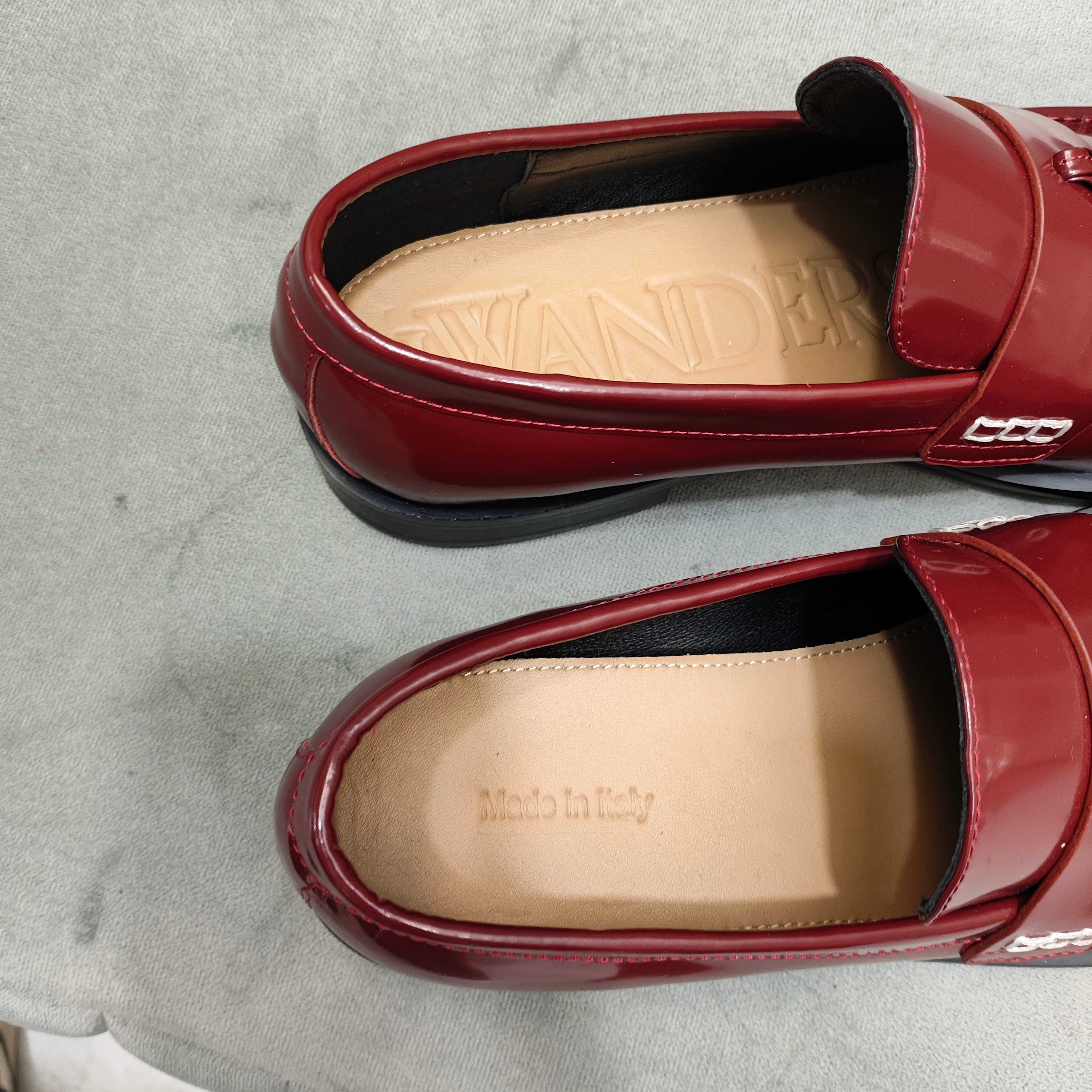 JW Anderson Women's Burgundy Leather Tassel Loafers Slip-On Shoes 7 a1742370489696 3037