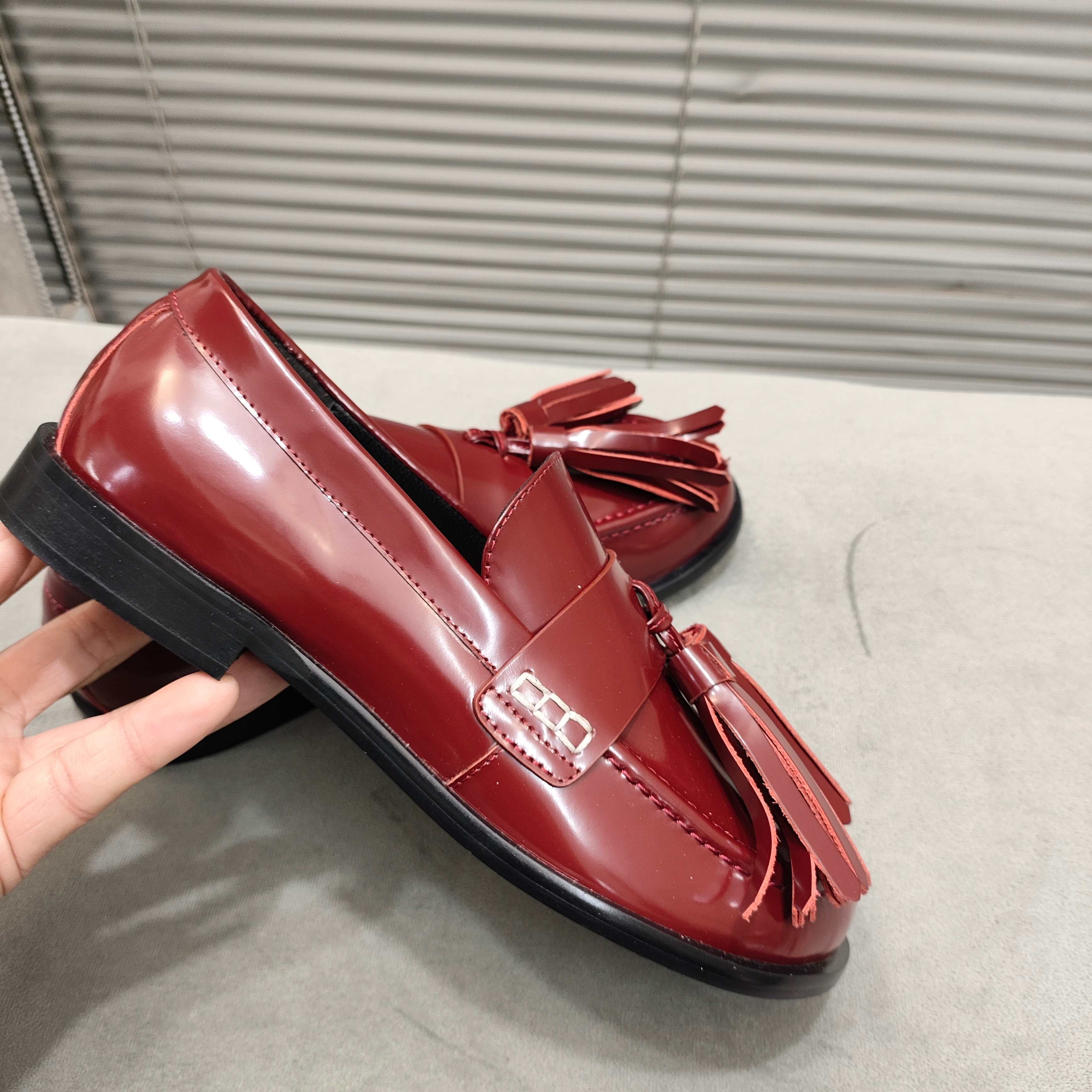 JW Anderson Women's Burgundy Leather Tassel Loafers Slip-On Shoes 9 a1742370492011 2051