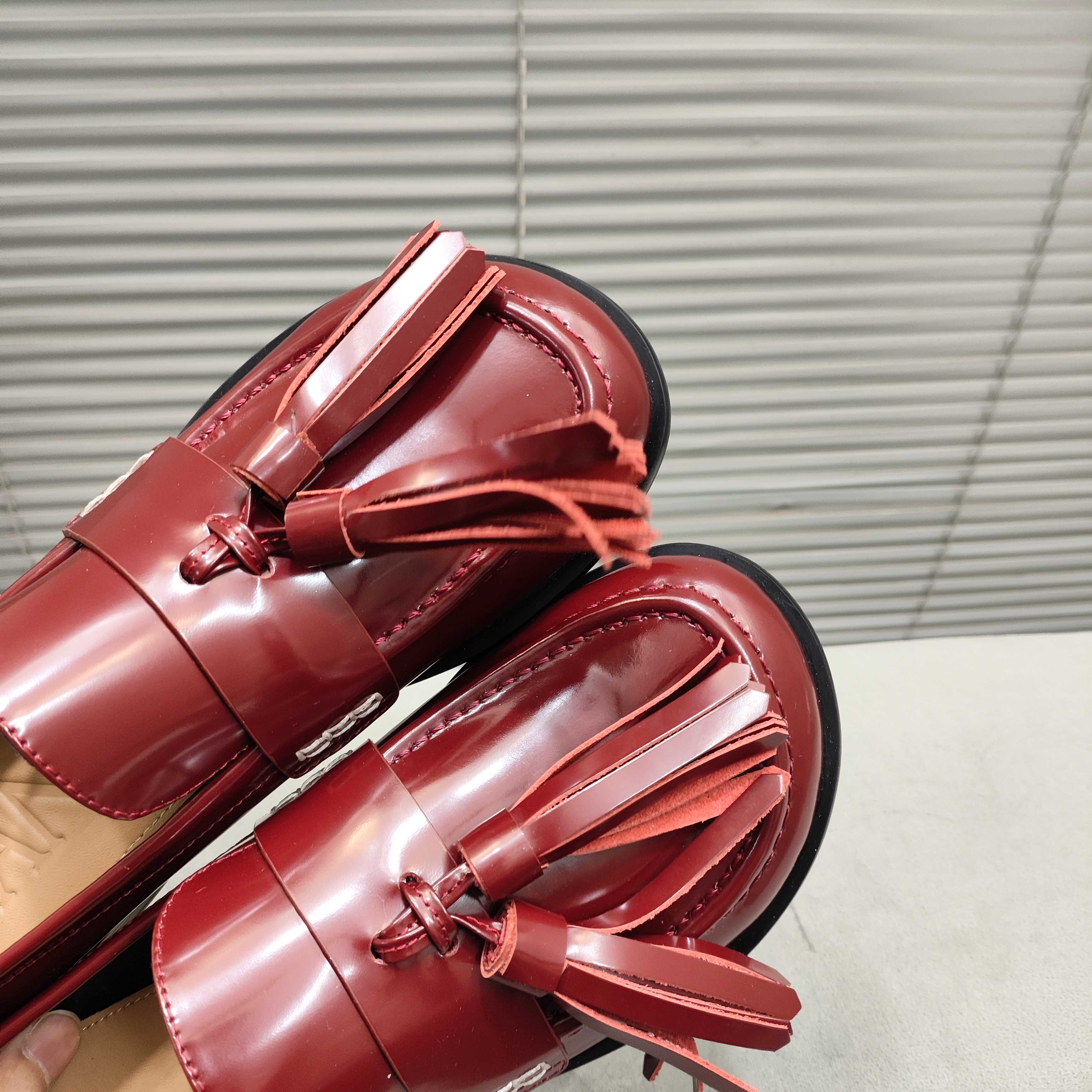 JW Anderson Women's Burgundy Leather Tassel Loafers Slip-On Shoes 8 a1742370492327 5101