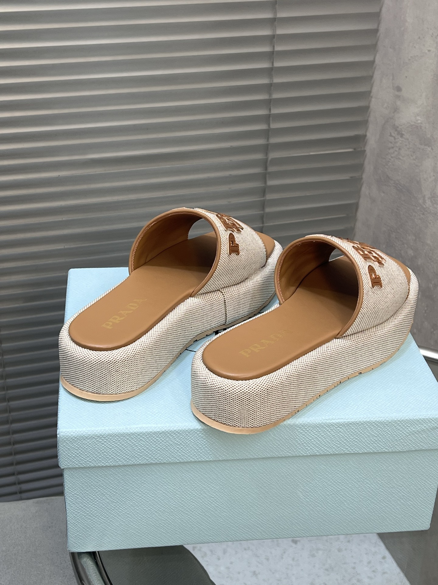 Prada Platform Slides Women's Summer Beach Pool Sandal Beige, Size 35-41 10 i1745215616316 3538 0 8