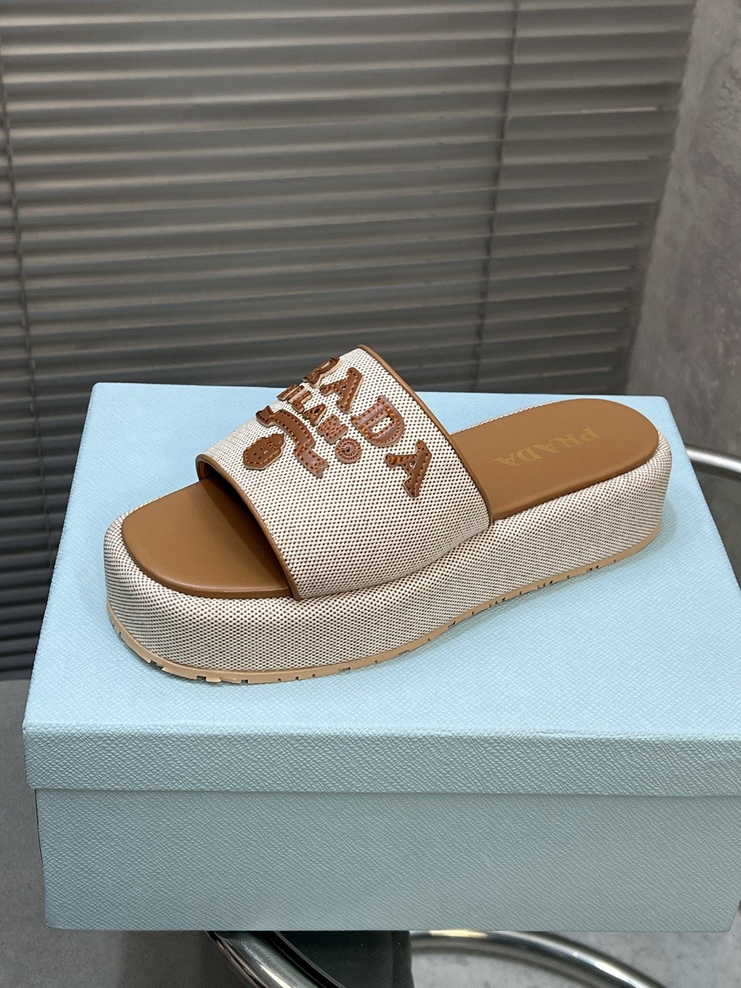 Prada Platform Slides Women's Summer Beach Pool Sandal Beige, Size 35-41 2 i1745215616316 9192 0 4