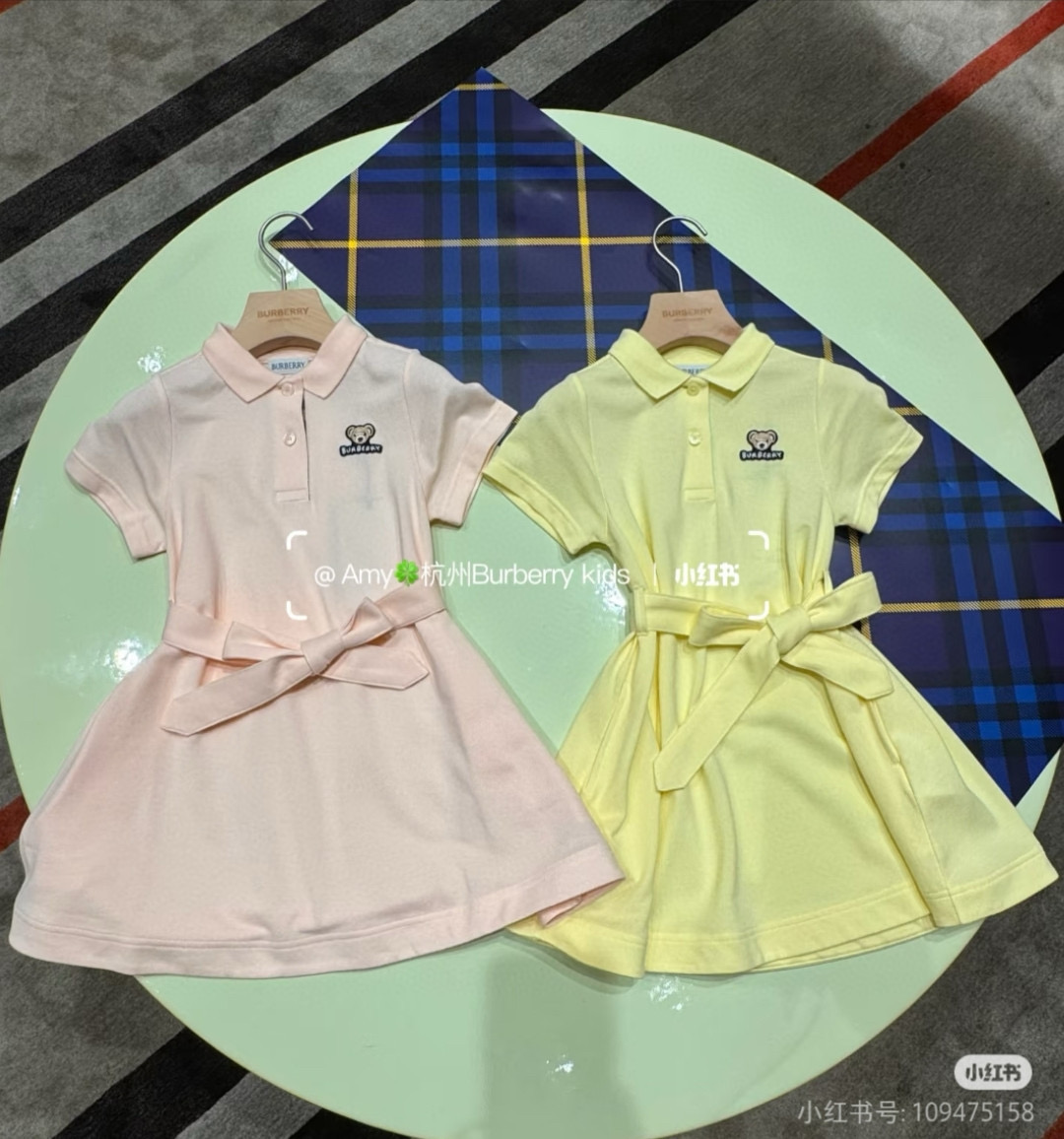 Burberry Kids' Polo Dress - Adorable Bear Design, Sizes 100-150