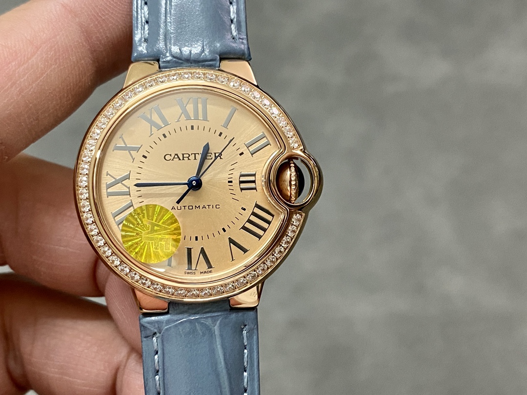 Cartier Watch Blue Rose Gold Set With Diamonds Automatic Mechanical Movement