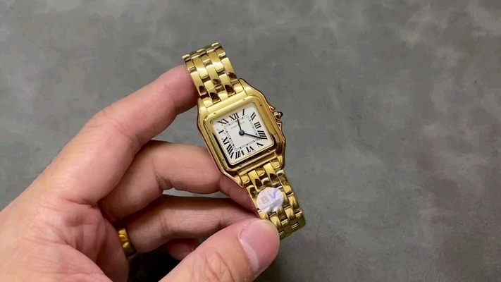 Cartier Watch Blue Gold White Yellow Set With Diamonds Quartz Movement
