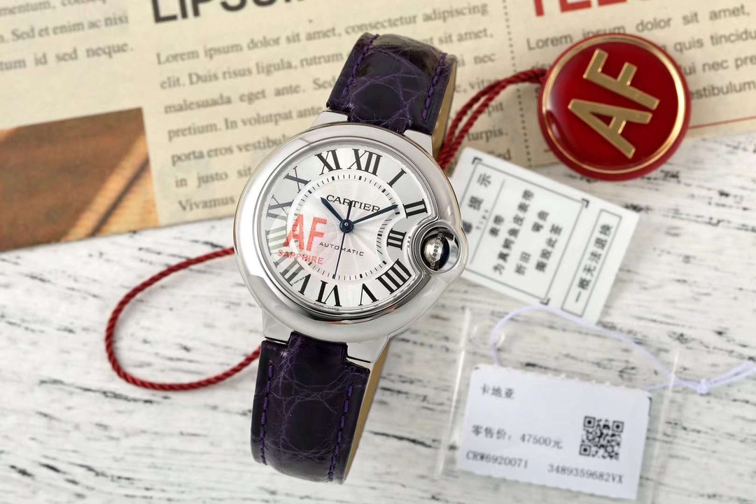 Cartier Reloj Azul Piel de cocodrilo Acero Correa piel