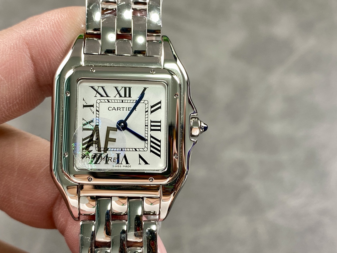 Cartier Réplica
 Reloj Azul Plata Incrustados con diamantes Cinturón de acero inoxidable