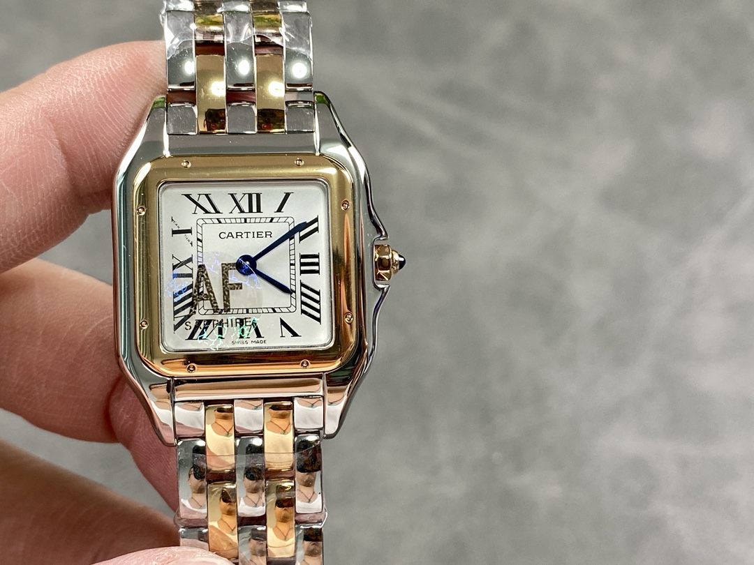 Cartier Reloj Azul Plata Incrustados con diamantes Cinturón de acero inoxidable