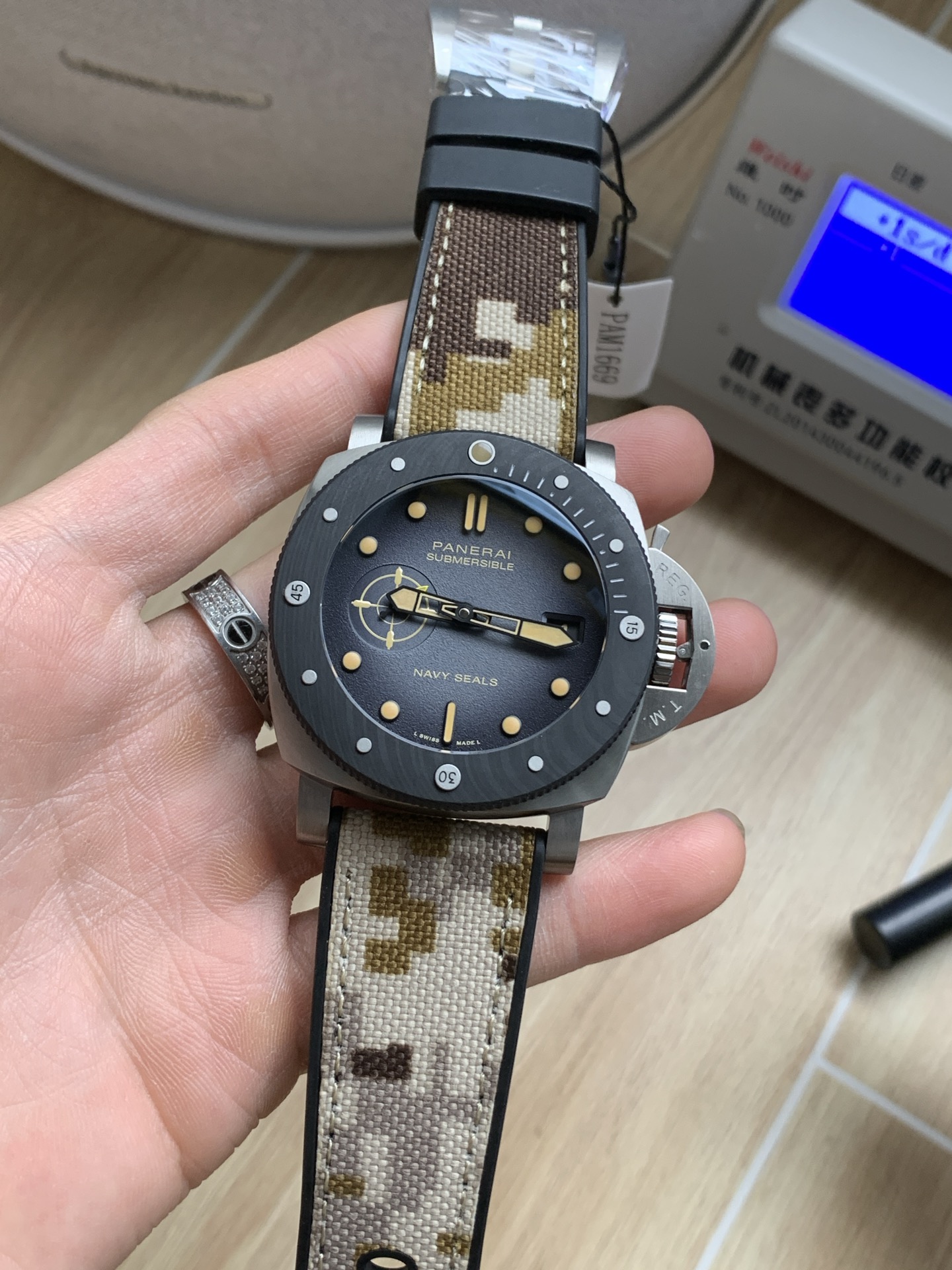 Panerai Submersible Navy SEALs Titanium Men's Watch, Camo Rubber Strap, 47mm 2 a1749740679102 6856
