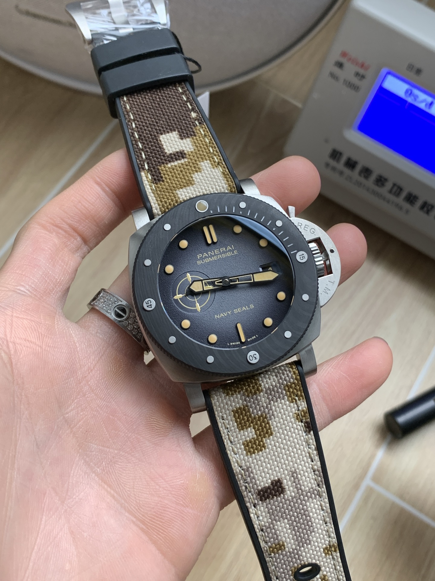 Panerai Submersible Navy SEALs Titanium Men's Watch, Camo Rubber Strap, 47mm 3 a1749740679149 8300