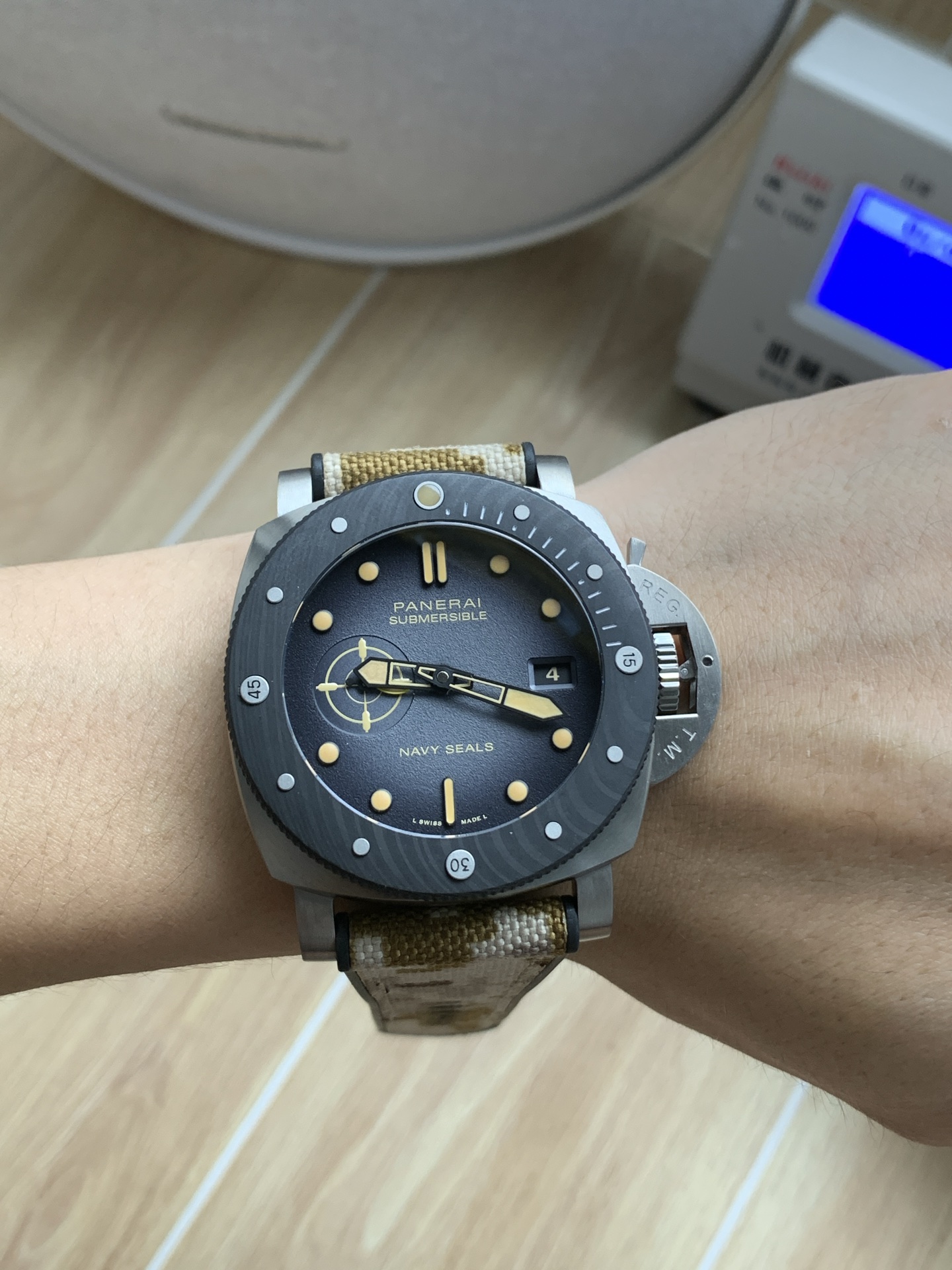 Panerai Submersible Navy SEALs Titanium Men's Watch, Camo Rubber Strap, 47mm 9 a1749740681292 7577