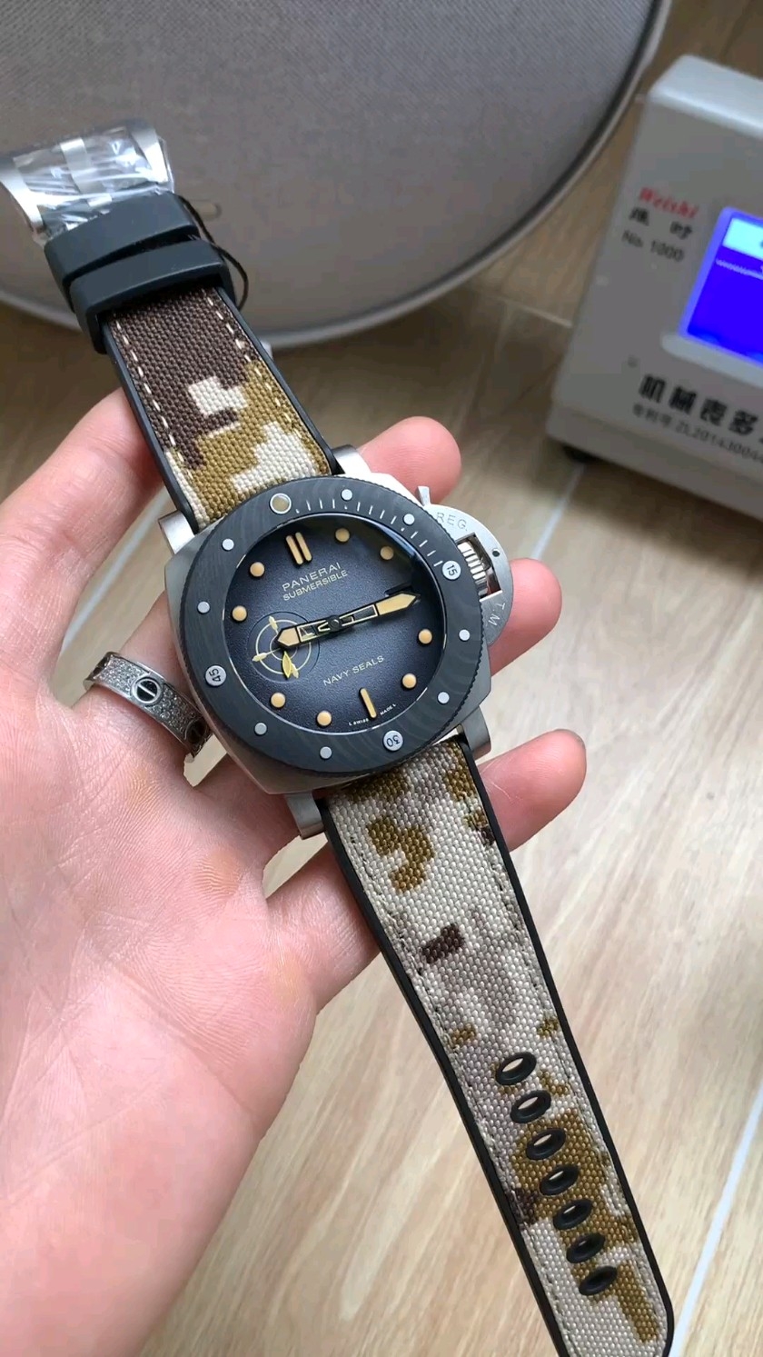 Panerai Submersible Navy SEALs PAM 1669 Titanium Watch with Camouflage Strap