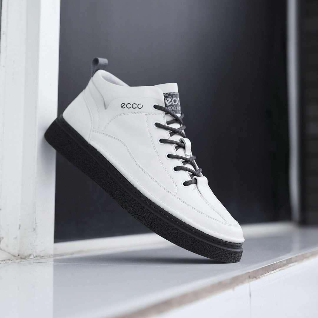 966358白  ECCO爱步中高帮男鞋