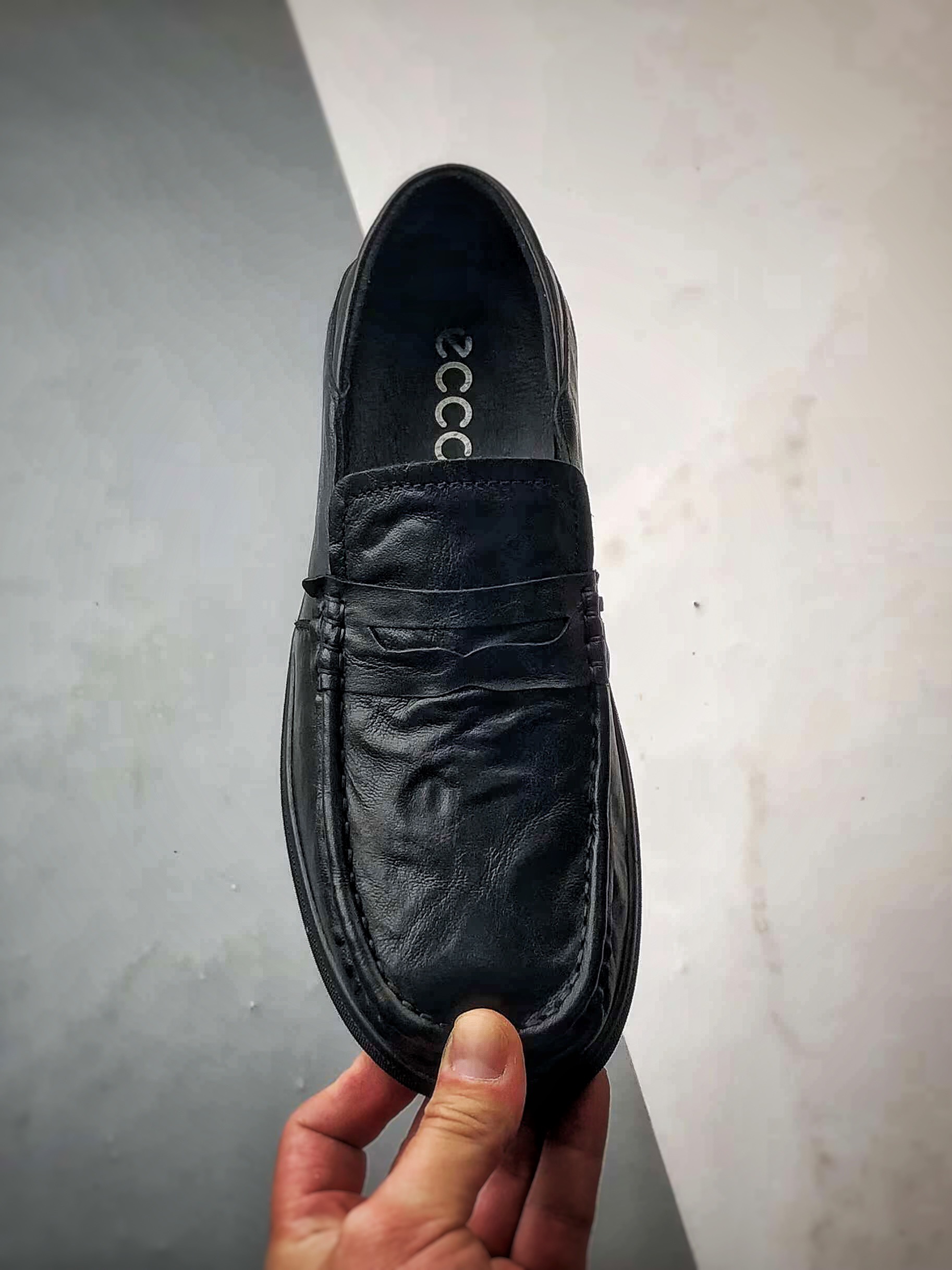 终端供货 ECCO爱步乐福鞋男 夏季真皮透气舒适一脚蹬豆豆鞋