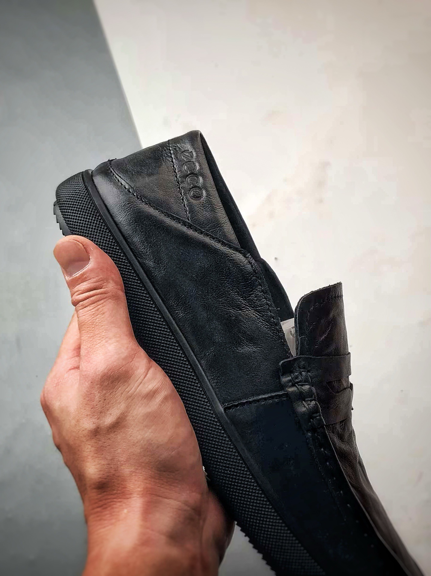 终端供货 ECCO爱步乐福鞋男 夏季真皮透气舒适一脚蹬豆豆鞋