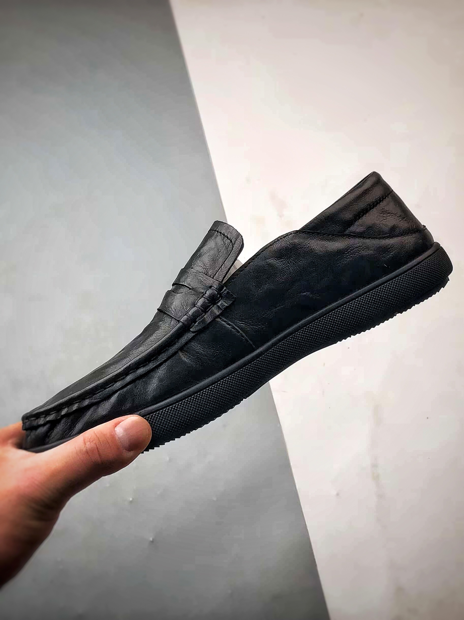 终端供货 ECCO爱步乐福鞋男 夏季真皮透气舒适一脚蹬豆豆鞋