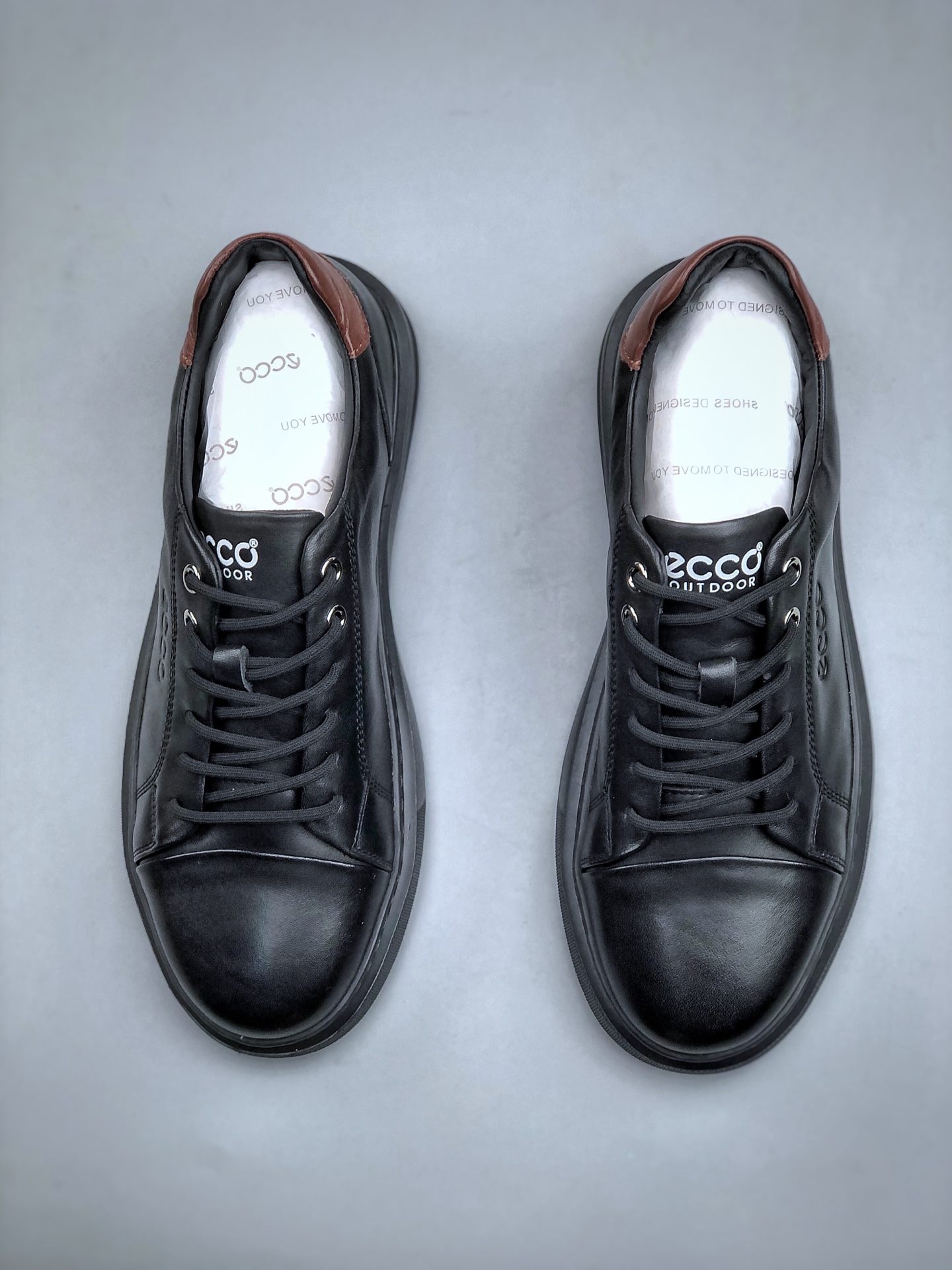 300 Ecco爱步休闲鞋子男鞋 透气防水百搭休闲板鞋 柔酷7号系列经典小白鞋 470364黑