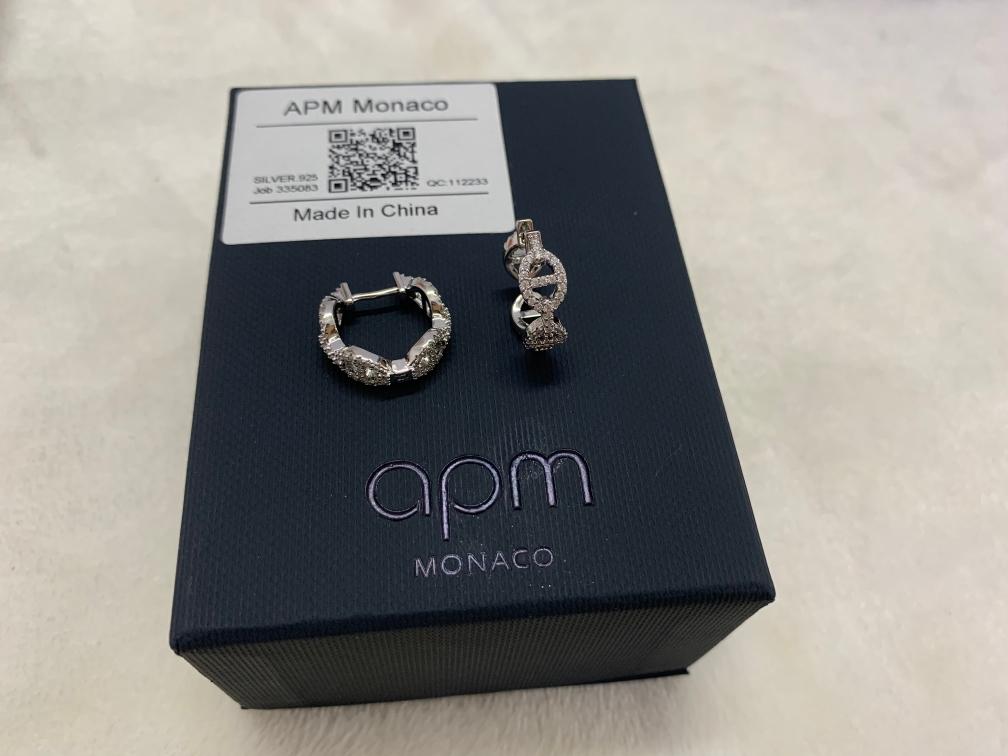 ⭐️[新品]⭐️APM Maille Marin银白色圈形耳环简约时尚女耳饰生日礼物