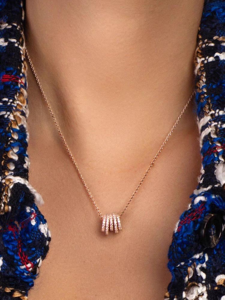 APM Monaco 多圈白色闪锆可调节高级设计感项链女玫瑰金浪漫时尚