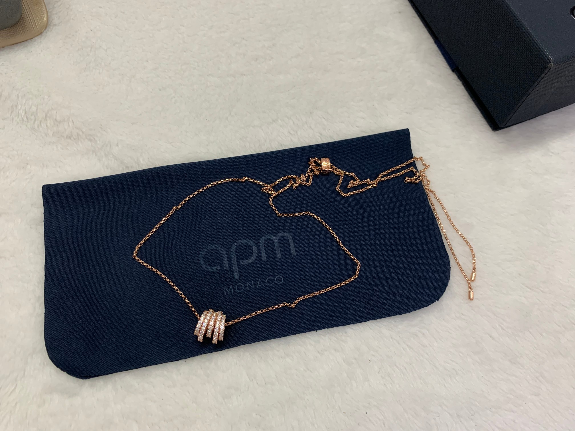 APM Monaco 多圈白色闪锆可调节高级设计感项链女玫瑰金浪漫时尚