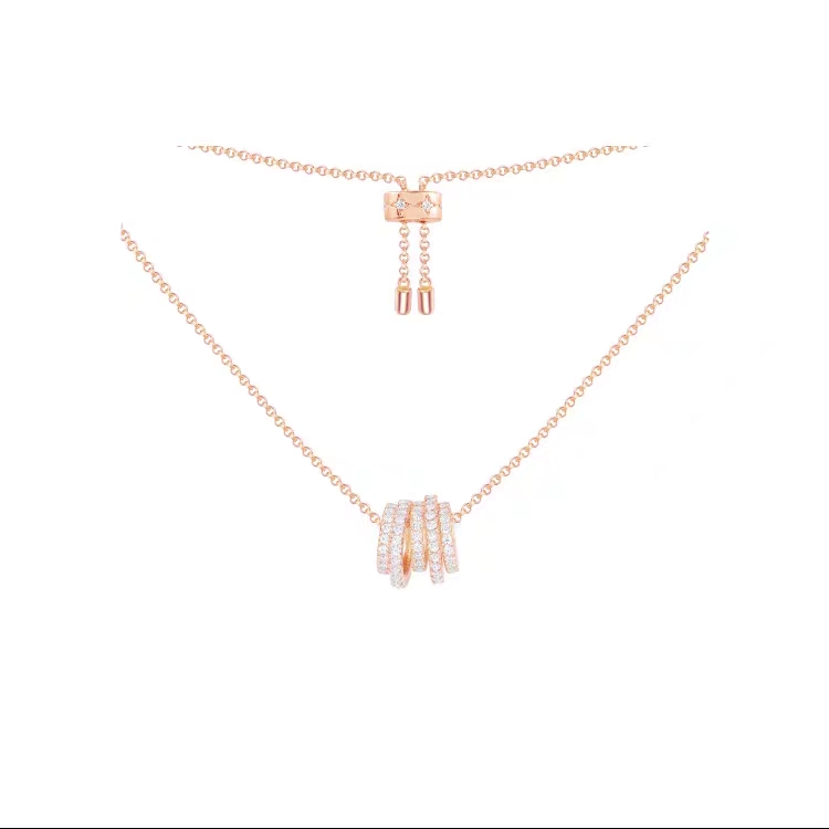 APM Monaco 多圈白色闪锆可调节高级设计感项链女玫瑰金浪漫时尚