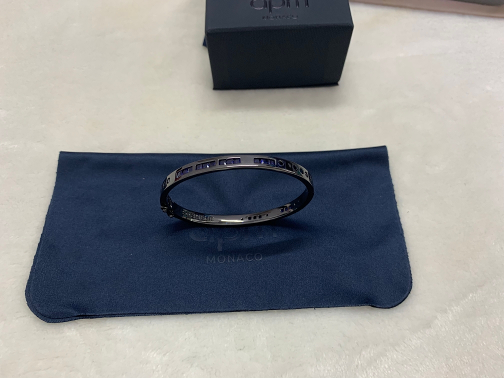 [明星同款]APM 海蓝色摩斯密码银手镯简约时尚高级设计感