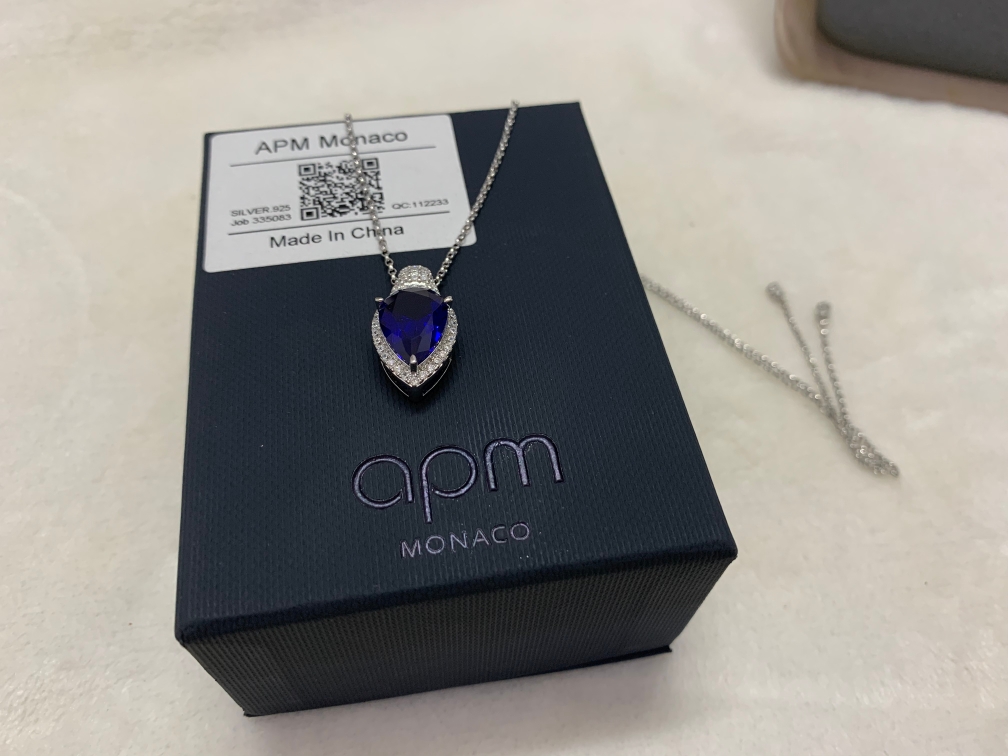 ⭐️[新品]⭐️APM蓝色梨形可调节项链情侣设计感个性精致吊坠