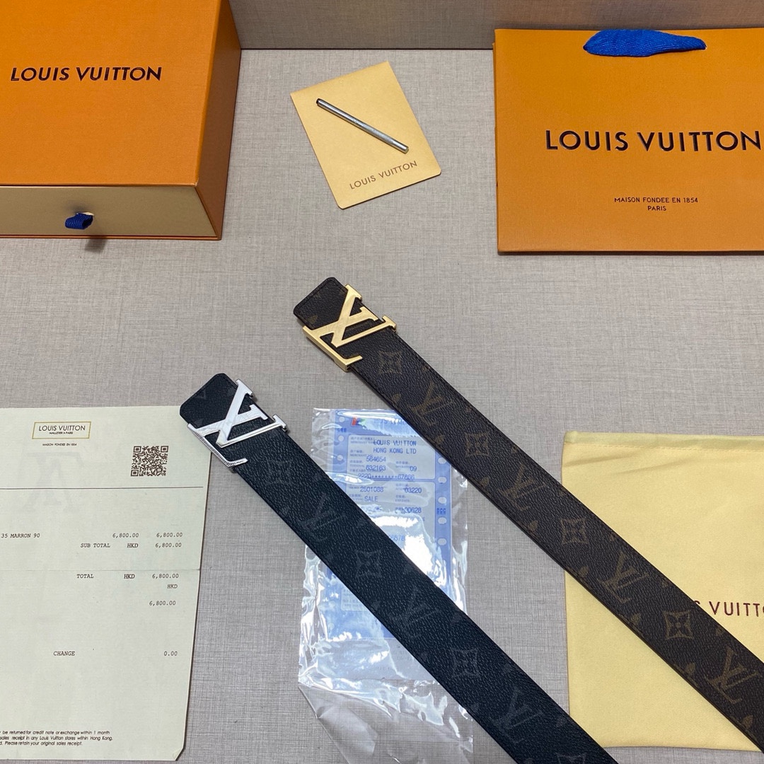 Louis Vuitton Ceintures Hommes Boucle en acier Cuir de vache