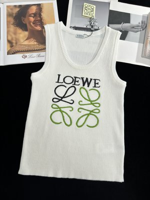Loewe Clothing Tank Tops&Camis White Knitting Spring/Summer Collection Vintage