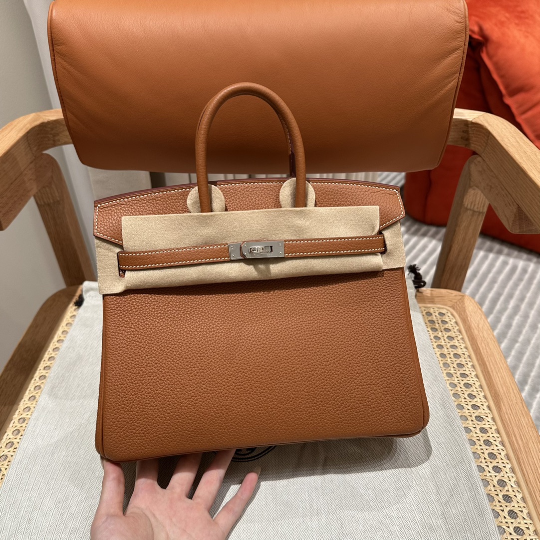 Hermès birkin25cm, ck37/Gold, togo, silver, all handmade!! !!