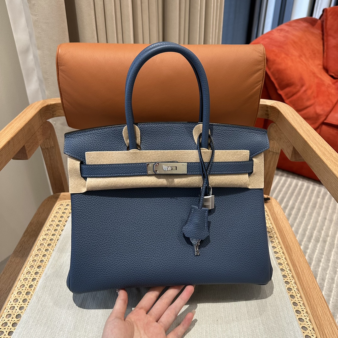 Hermès Birkin30cm, R2/Blue agate, togo, slipr, all handmade!!